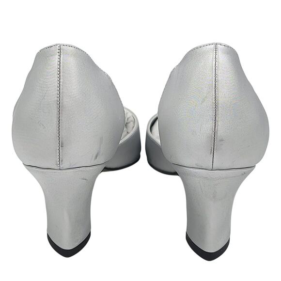 Easy Street Women D'orsay Pointed Pump Heels Moonlight Size US 10M Silver Satin - Picture 7 of 9